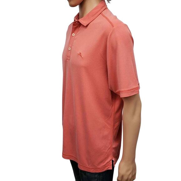 Tommy Bahama Polo Shirt Men M Modal Poly Coral Red Orange Marlin Short Sleeve - Picture 5 of 12